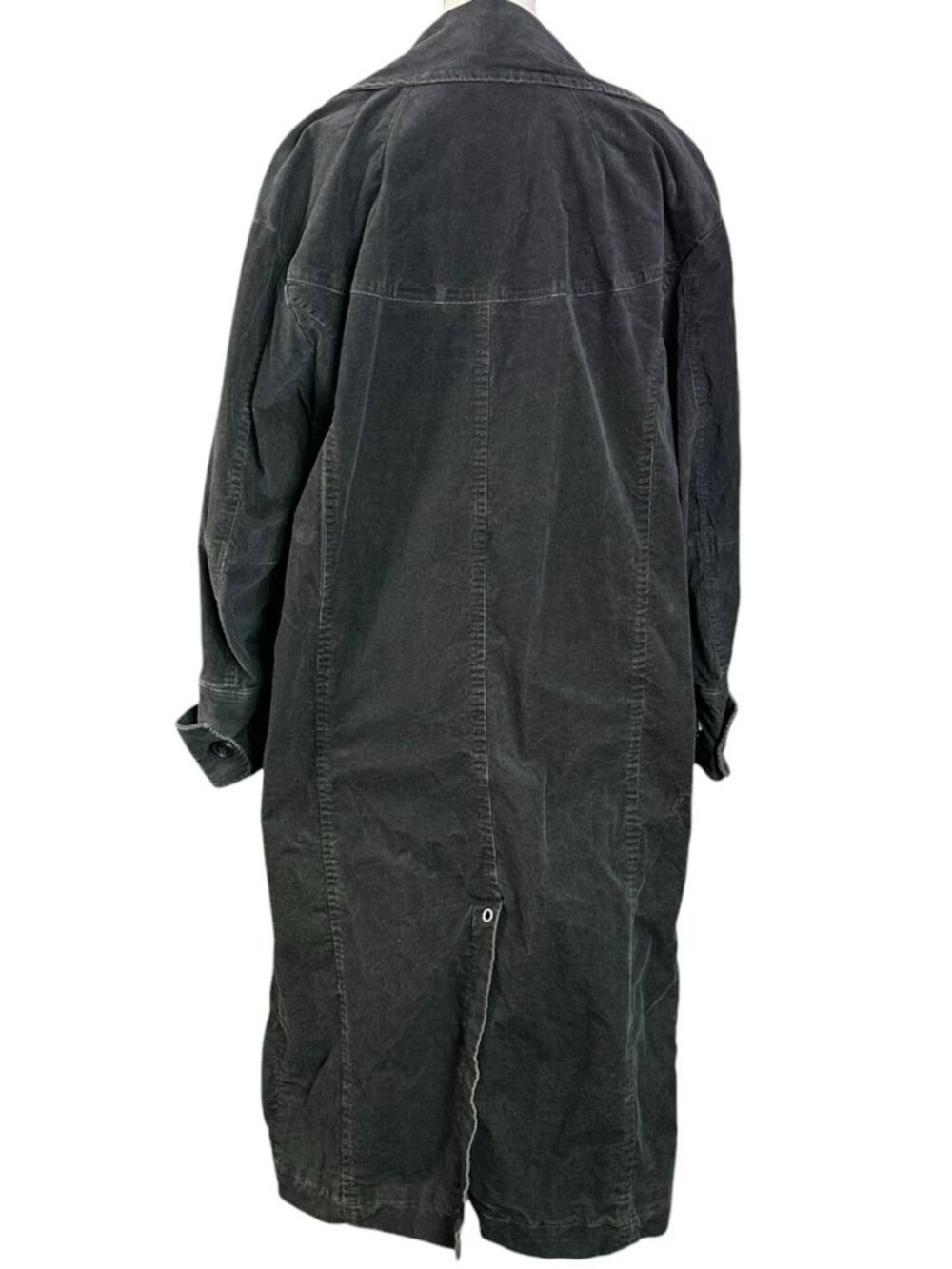 Free People Retro 70s Fox Cord Corduroy Duster Trench Coat Dark Charcoal Medium - Picture 12 of 16